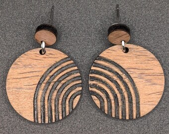 Pendants d'oreilles Bauhaus en noyer