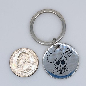 Strawhat Pirate Stainless Steel Coin Keychain Black Leg Sanji Vinsmoke