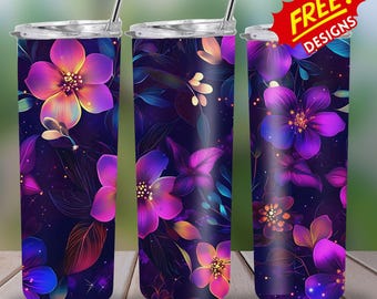 Spring Floral Tumbler Wrap, 20oz Skinny Floral Tumbler PNG Spring Flowers Sublimation Designs, Flower Tumbler Wrap, Digital Download