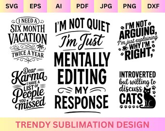 Funny Sarcastic Quote SVG Bundle, Snarky Sayings SVG PNG, Sassy Humor Quotes, Adult Humor Cricut Files, Trendy Meme Shirt Designs