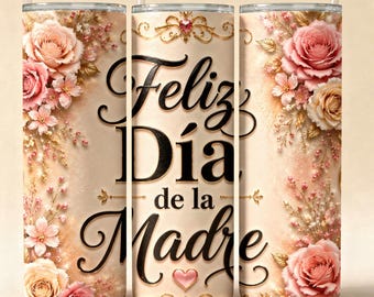 Feliz Dia Mama Tumbler Wrap PNG, Spanish Mothers Day Sublimation, Retro Leopard Print Skinny Tumbler, Groovy Mama Design Digital Download