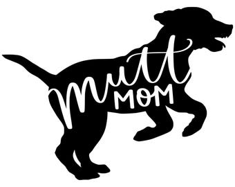 Mutt Mom Mixed Breed Dog Decal 5 x 3.25 Inch Black