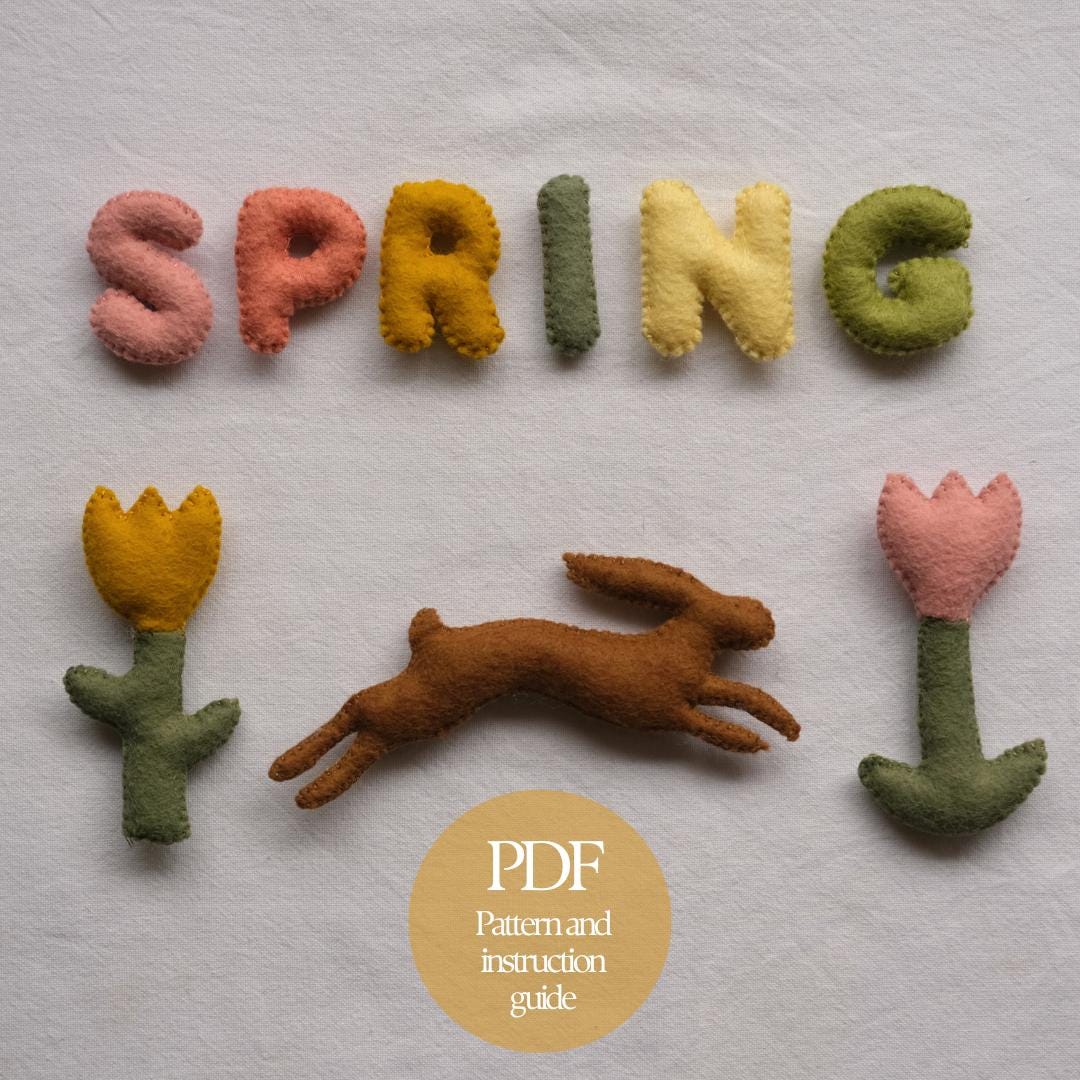 Simple Felt Spring Easy Sewing Pattern for Felt Spring Banner & Instruction Guide Digital ...