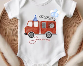 Fire Truck Birthday Shirt: Custom Toddler Romper