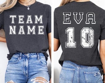 Custom Sports Shirt, Front Back Name and Number Shirt, Sport Tees, Your Team Shirts, Personalized Sports Shirt, Customized Text Number Tees