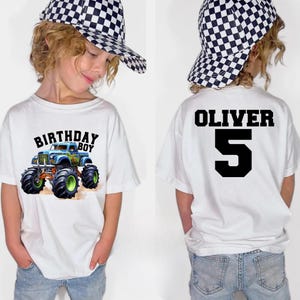 Monster Truck Birthday Boy Family Matching Shirts Custom Birthday Party Shirts Monster Truck Theme Outfit Personalized Family Birthday Shirt