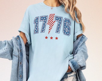 1776 Lighting Fourth of July Shirt: Comfort Colors USA Patriotic Tee