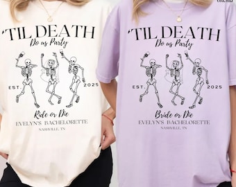 Bride Or Die Funny Bachelorette Shirt, Halloween Bachelorette Party Shirts, Til Death Do Us Party, Gothic Bachelorette, Skeleton Bride Shirt