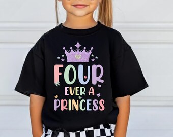 4th Birthday Princess Shirt: Personalized Four Year Old Birthday Girl Tee