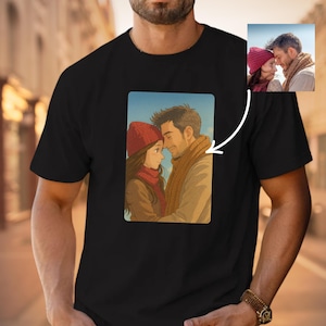 Comfort Colors Personalized Anime Style Shirt, Custom Family Portrait as Cartoon, Pastel Anime Shirt, Hand-Drawn Anime Tee, Cute Couple Gift