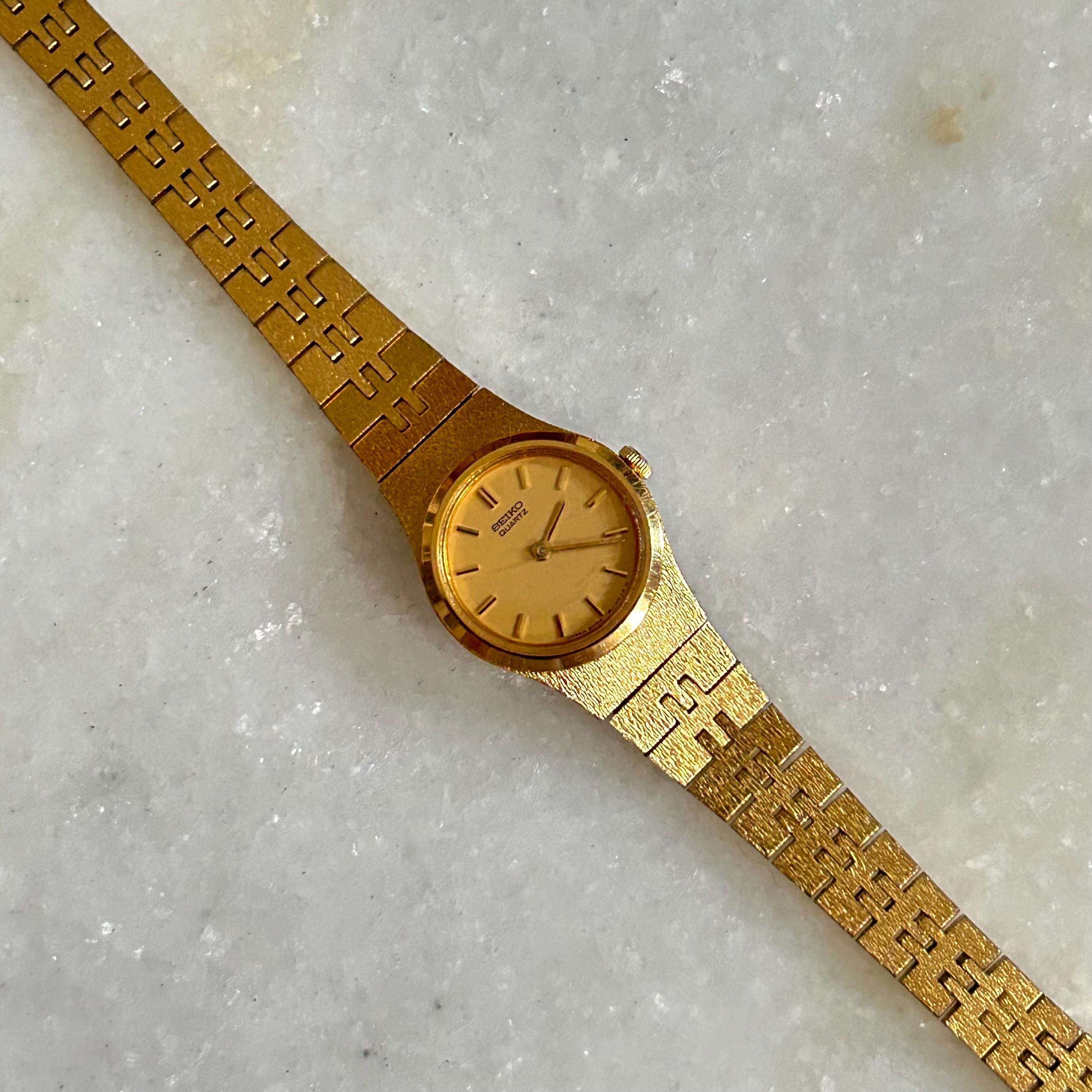 Vintage Seiko Quartz Watch – Gold Plated, Geometric Bracelet
