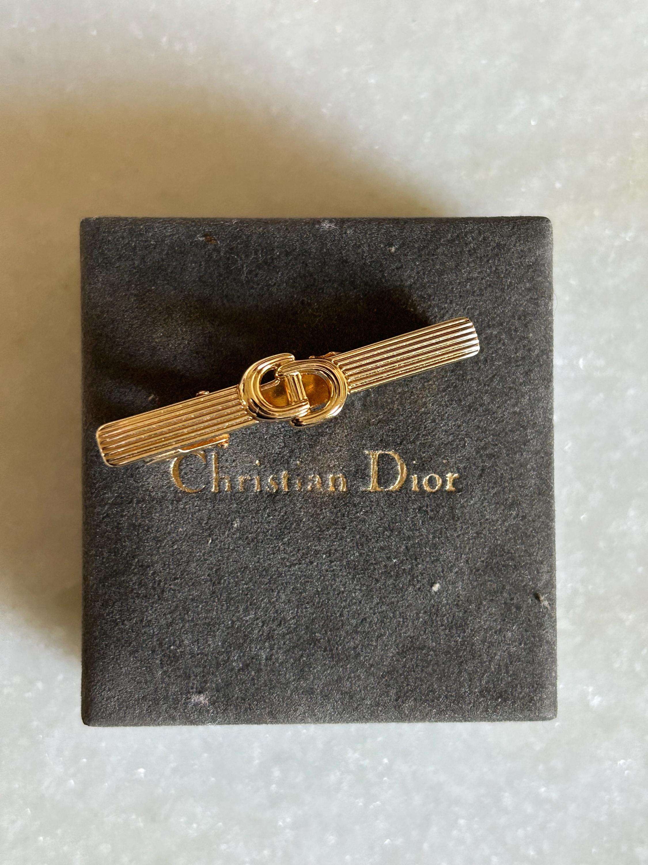 Vintage Dior Tie Clip – 1980s Gold Plated With Box, Men Auth Dior Vintage Tie Clip main image 0