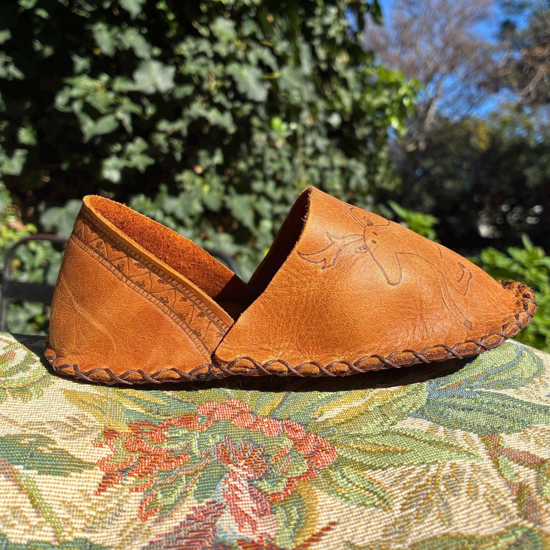 Reindeer Embossed Leather Barefoot Shoes: Christmas Fun, Personalizable
