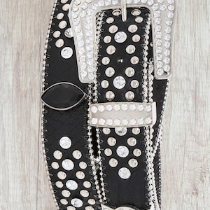 Rhinestone Western Belt with Marquis Crystals  Studded Leather