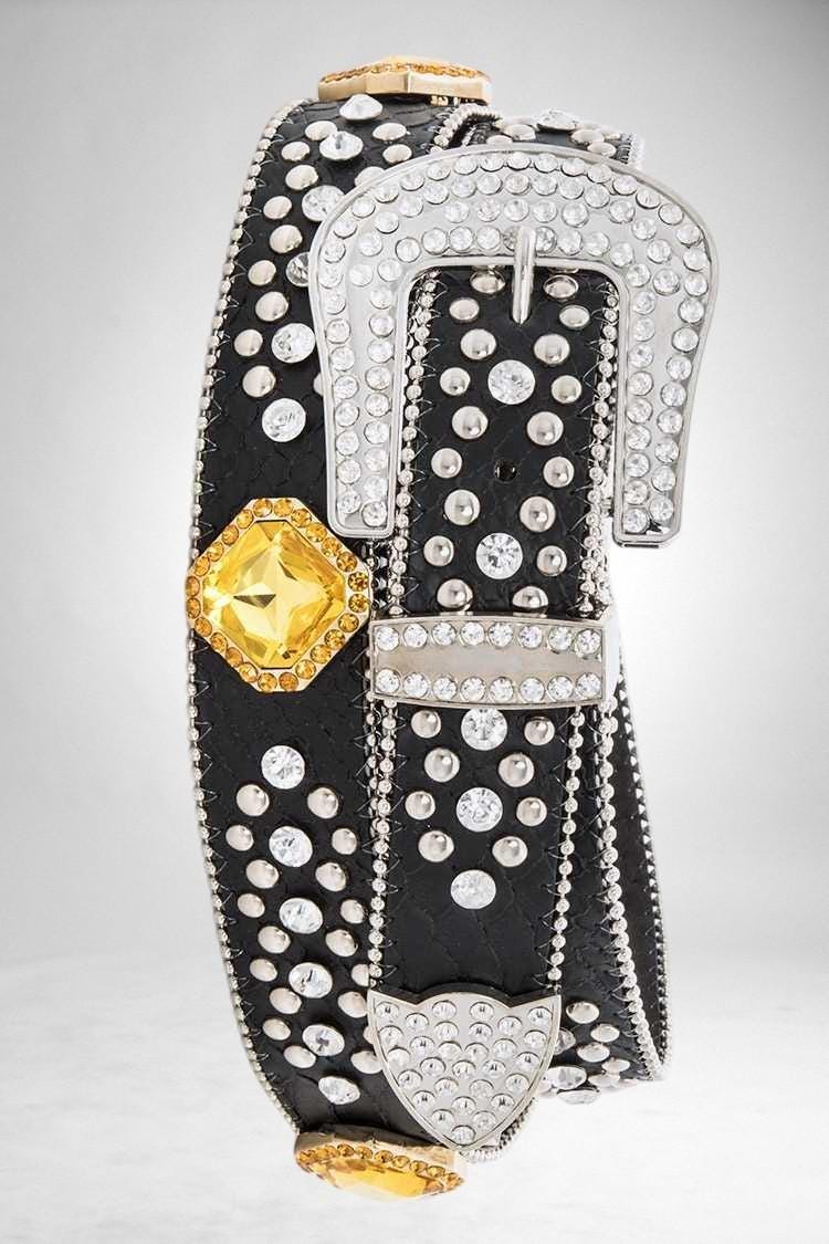 Rhinestone Western Belt With Square Crystal Bling Studded  display picture 1