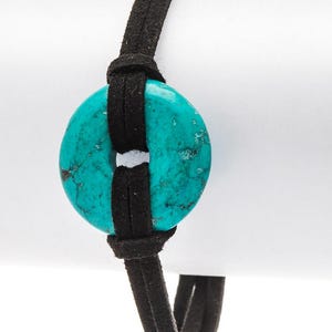 Turquoise Disk Suede String Bracelet