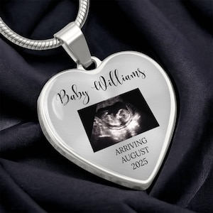 Baby Announcement On Ultrasound Custom Pendant Personalized Arriving Sonogram Photo Pregnancy Jewelry Gift for Expecting Mom Keepsake