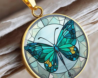 Ciondolo commemorativo personalizzato a forma di farfalla in vetro colorato, regalo di condoglianze per la perdita di una persona cara, gioiello commemorativo, ciondolo tributo fatto a mano
