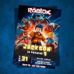 Roblox Birthday Invitation, Editable Game Party Template, Roblox Invite for Boys, Kids Printable Canva, Instant Download, Gamer Theme