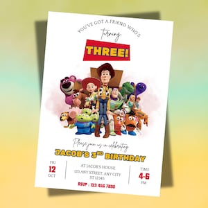 Editable Toy Story Birthday Invitation, Toy Story Birthday Party, Digital Kids Invite Bday Card, Canva Instant Download, Toy Story 4