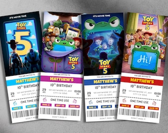 Toy Story 5 Movie Ticket Invitation, Toy Story Party, Any age invite, Toy Story 5 Bday Party, Editable CanvaTemplate (Instant Download)