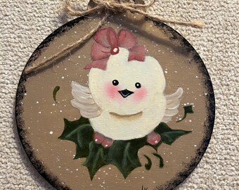 Hand Painted Bird Ornament, 4" Round