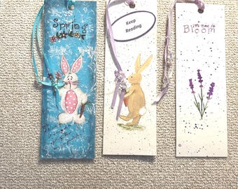 Three Spring Bookmarks, Hand Painted and Laminated