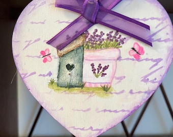 Hand Painted Bird Houses Wooden Heart