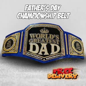 World&#39;s Greatest Dad Championship Belt | Custom Wrestling Leather Adult Size Belts