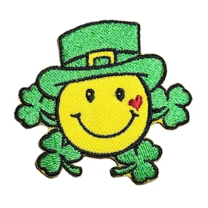 Smile Clover  Iron on Patch  Applique  Smile Iron on patches Badge Sewing Clothes   Embroidered Iron On Patch Sew on Patch Embroidered