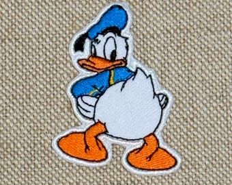 Cartoon süße Ente Gesticktes Bügelbild, Enten Aufnäher (6,5 x 5,1 cm)