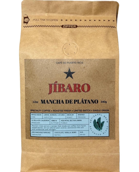 ULTRA PREMIUM Puertorrican Coffee Medium Roast Whole Bean Jibaro Coffee- Mancha de Plátano /Single Origin