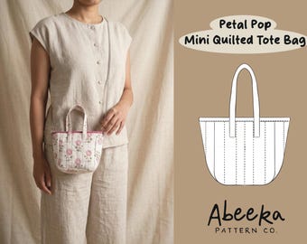 Mini Quilted tote Bag Sewing Pattern, everyday essential bag, office bag sewing pattern, crossbody bag for women