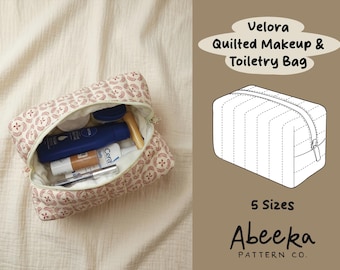 Quilted Makeup Bag Sewing Pattern, Beginner Friendly Toiletry Pouch (PDF Download)