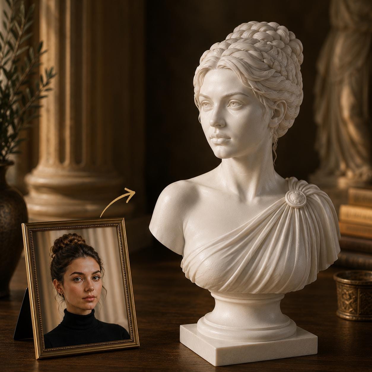 Custom Greek Style Bust from Photo, Personalized Roman Statue, Custom Portrait Sculpture, 3D Printed Bust, Ancient Greek Decor, Unique Gift