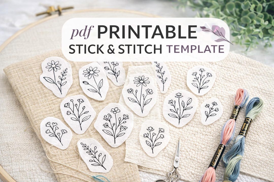 Wildflower Embroidery Pattern PDF Bundle, Printable Stick and Stitch ...