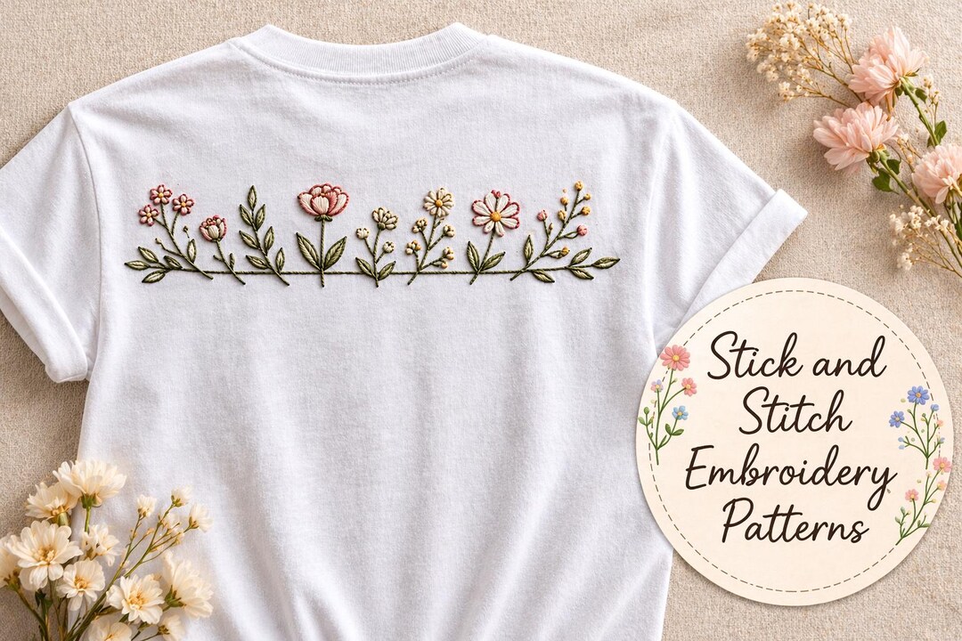 Printable Stick and Stitch Embroidery Patterns, Floral Wildflower ...