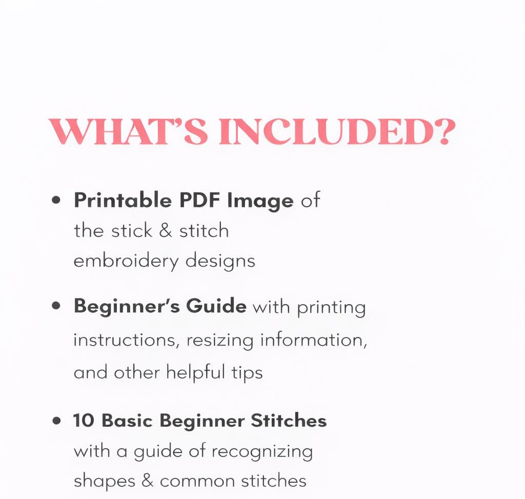 Printable Stick and Stitch Embroidery Patterns, Floral Wildflower ...