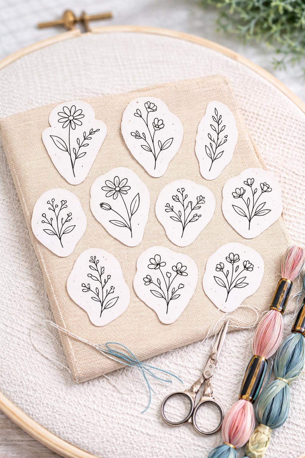 Wildflower Embroidery Pattern PDF Bundle, Printable Stick and Stitch ...