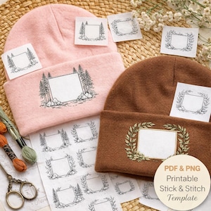 Embroidery Pattern for Beanie, Custom Beanie Embroidery Design, Floral Stick and Stitch Pattern, Clothing Flower Embroidery Template