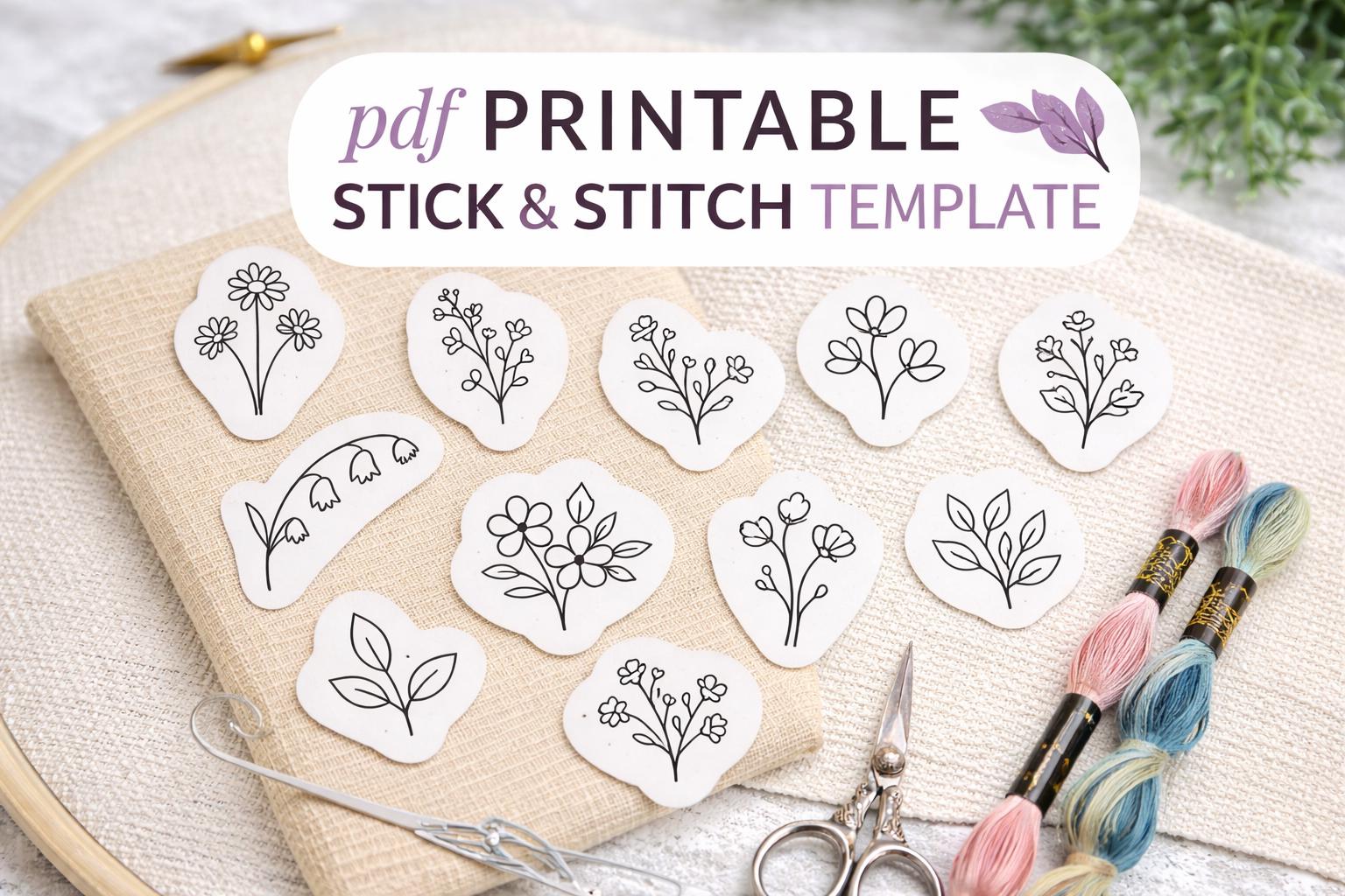 Wildflower Embroidery Pattern PDF Bundle, Printable Stick and Stitch ...