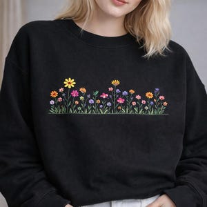 Broderimönster med vildblommor i PDF-format, mall för blommig överföring, utskrivbar handbroderidesign, tvättbar stabilisator