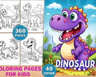 360 Dinosaur Coloring Pages for Kids Graphic