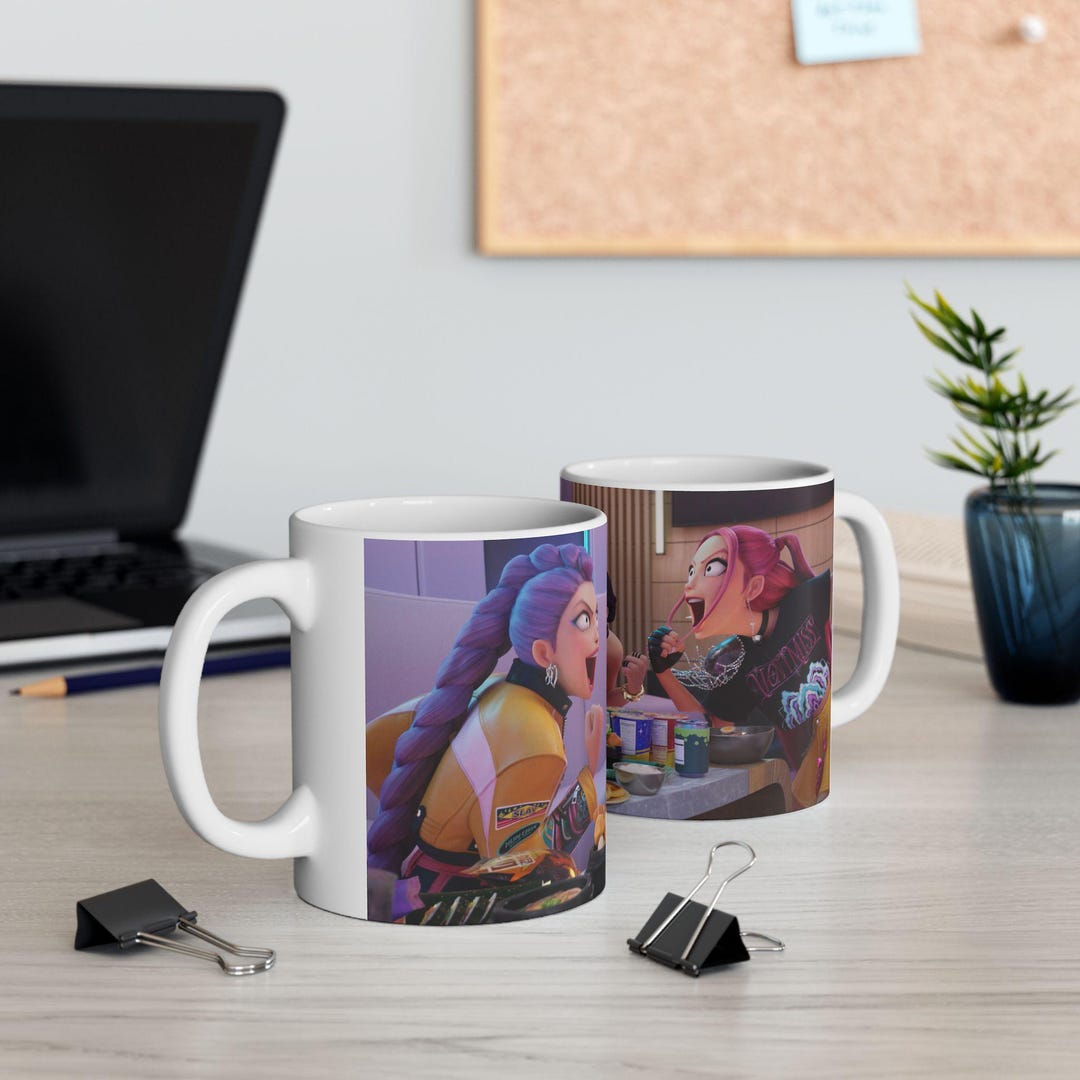 K-pop Demon Hunters K Pop Demon Hunters Pure Print Cut Kpop Hunters Tazza Da Caffè Demon 330 Ml, Bianca, Lavabile In Lavastoviglie, Adatta Al Microonde E Per Fan Degli Anime, Con Design - 12