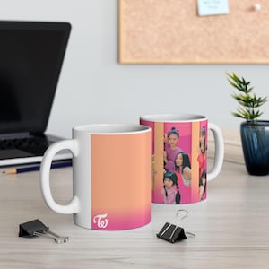 Twice Kpop Keramiktasse, Einmal Fan Geschenk, K-Pop Kaffeetasse, 11oz, 15oz, Twice Logo-Design