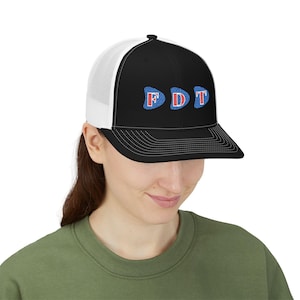 Embroidered FDT Snapback Trucker Cap, Anti Trump Anti Elon Anti MAGA Liberal Hat, FDT npr Baseball Cap,Subtle Democrat Cap, fdt cap, fdt hat