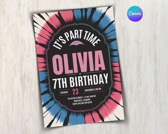Invitación de cumpleaños para niño con salpicaduras de pintura, plantilla editable para fiesta de séptimo cumpleaños de niño, fiesta de cumpleaños con pintura de Canva