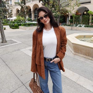 Vintage Suede Leather Blazer: Western Style Cowgirl Jacket