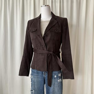 Vintage 70s Brown Suede Blazer: Women&#39;s Boho Leather Coat