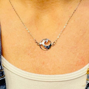 Sterling Silver Ocean Wave Necklace, Ocean Charm Jewelry Gift to Comfort a Friend Affirmation Jewelry Bible Verse Jewelry